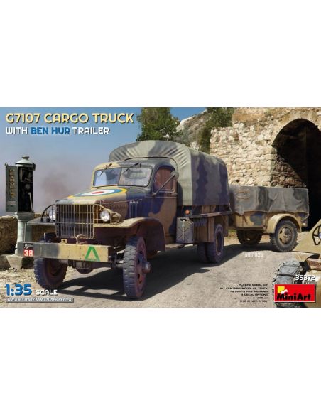 MINIART MIN35372 G7107 CARGO TRUCK WITH BEN HUR TRAILER KIT 1:35 Modellino