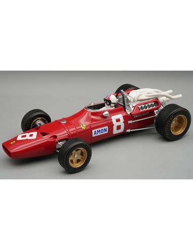 TECNOMODEL TMD18314B FERRARI 312 F1-67 N.8 GERMAN GP 1967 C.AMON C/VETRINA E PILOTA 1:18 Modellino