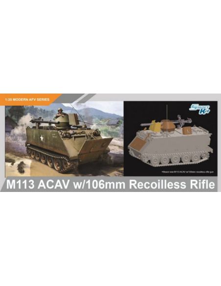 DRAGON D3575 M113 ACAV W/106mm RECOILLES RIFLE KIT 1:35 Modellino