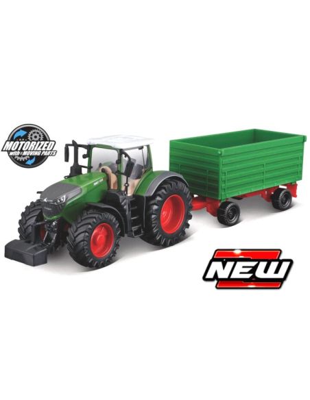 BBURAGO BU31692 TRATTORE FENDT 1050 VARIO + 2 AXLE TRAILER Modellino