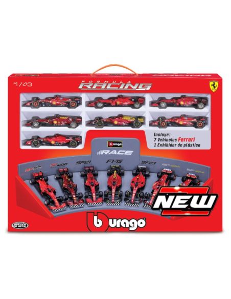 BBURAGO BU36864 FERRARI F1 SET:2019-2020-2021-2022-2023-2024 7 MODELS-VARIOUS DRIV.1:43 Modellino