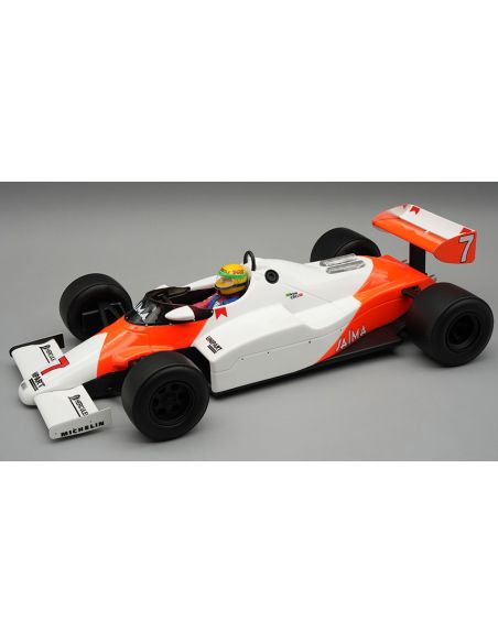 TECNOMODEL TMD18402E MCLAREN MP4/1C N.7 SILVERSTONE TEST DRIVE 1983 A.SENNA W/DRIVER 1:18 Modellino