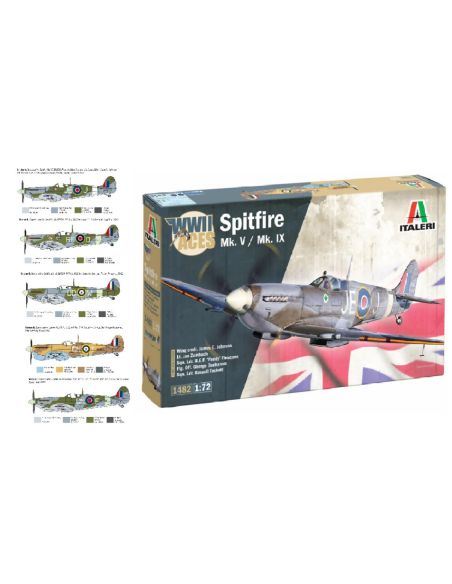 ITALERI IT1482 SPITFIRE Mk.V / Mk.IX ACES KIT 1:72 Modellino