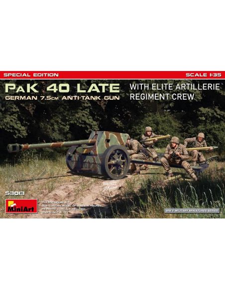 MINIART MIN53013 GERMAN 7,5 cm PaK 40 LATE w/Elite Artillerie Regiment Crew Spec KIT 1:35 Modellino