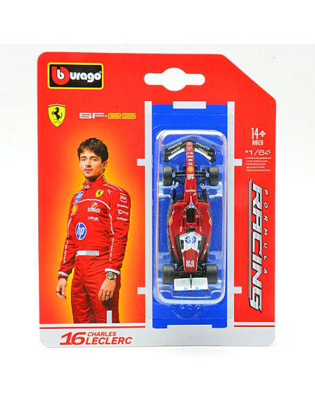 BBURAGO BU56801L FERRARI SF-25 N.16 2025 CHARLES LECLERC BLISTER 1:64 Modellino
