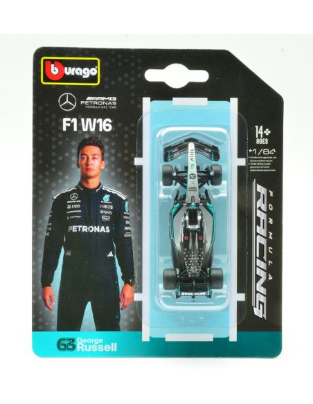 BBURAGO BU58002R MERCEDES AMG W16 N.63 2025 GEORGE RUSSELL BLISTER 1:64 Modellino