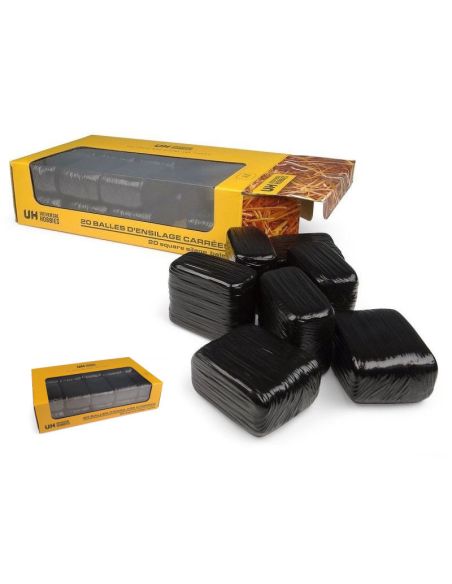 UNIVERSAL HOBBIES UH6882 SET 20 BALLE FIENO PRISMATICHE FASCIATE (BLACK COLOR) 1:32 Modellino