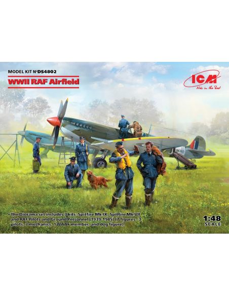 ICM ICMDS4802 WWII RAF AIRFIELD SPITFIRE Mk.IX - Mk.VII KIT 1:48 Modellino