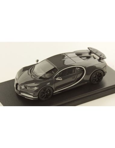 LOOKSMART LS490D BUGATTI CHIRON SPORT GREY CARBON W/RAFALE MET.SILVER FRAME 1:43 Modellino