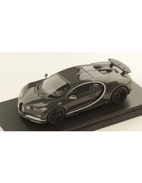 LOOKSMART LS490D BUGATTI CHIRON SPORT GREY CARBON W/RAFALE MET.SILVER FRAME 1:43 Modellino