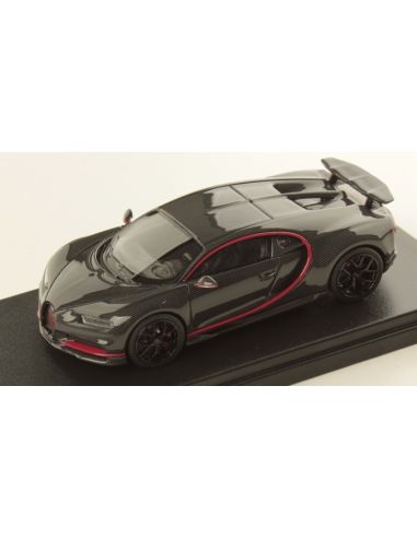 LOOKSMART LS490E BUGATTI CHIRON SPORT GREY CARBON W/ITALIAN RED FRAME 1:43 Modellino