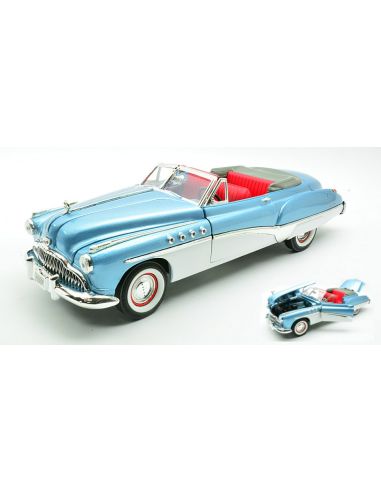 MOTORMAX MTM73116B BUICK ROADMASTER 1949 METALLIC LIGHT BLUE/ WHITE 1:18 Modellino