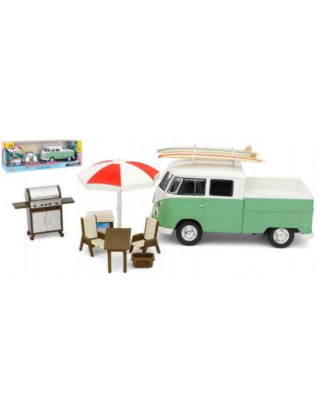 MOTORMAX MTM79721 VW TYPE 2 (T1) DOUBLE CAB PICK UP W/ACCESSOIRES 1:24 Modellino