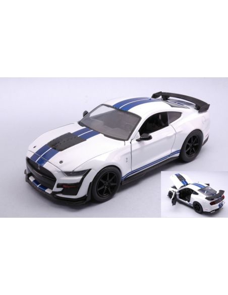 JADA TOYS JADA32663 FORD MUSTANG SHELBY GT500 2020 WHITE W/BLUE STRIPES 1:24 Modellino