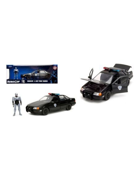 JADA TOYS JADA253255060 FORD TARUS FROM ROBOCOP WITH FIGURE 1986 BLACK/SILVER 1:24 Modellino