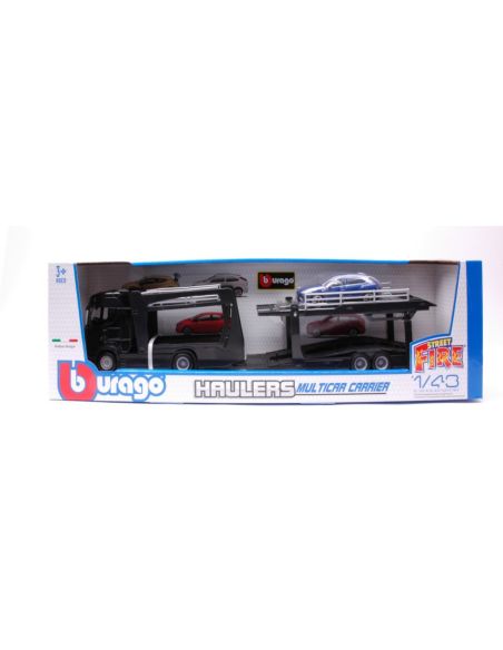 BBURAGO BU31465 SCANIA S730 HIGHLINE CAB CAR CARRIER + LAMBORGHINI URUS 1:43 Modellino