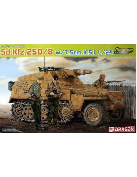 DRAGON D6425 SD.KFZ.250/8 W/7,5 cm K.51 L/24 KIT 1:35 Modellino
