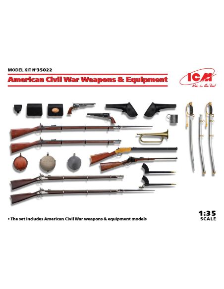 ICM ICM35022 US CIVIL WAR WEAPONS & EQUIPMENT KIT 1:35 Modellino