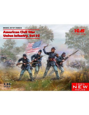ICM ICM35023 AMERICAN CIVIL WAR UNION INFANTRY SET 2 KIT 1:35 Modellino