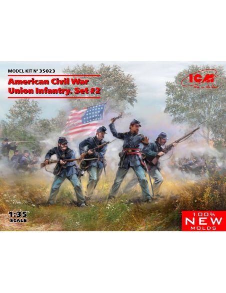 ICM ICM35023 AMERICAN CIVIL WAR UNION INFANTRY SET 2 KIT 1:35 Modellino