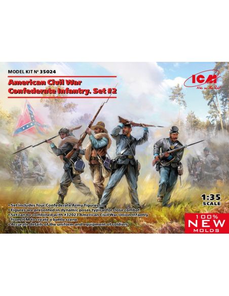 ICM ICM35024 AMERICAN CIVIL WAR CONFEDERATE INFANTRY SET n.2 KIT 1:35 Modellino