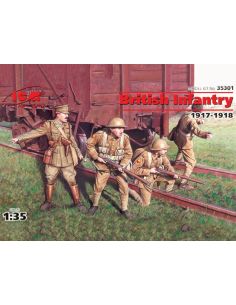ICM ICM35301 BRITISH INFANTRY 1917-1918 1 OFFICER + 3 SOLDIERS KIT 1:35 Modellino