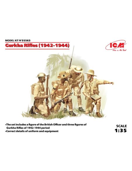 ICM ICM35563 GURKHA RIFLES 1944 4 FIGURES KIT 1:35 Modellino