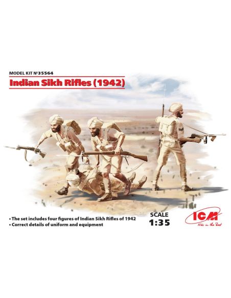 ICM ICM35564 INDIAN SIKH RIFLES 1942 4 FIGURES KIT 1:35 Modellino