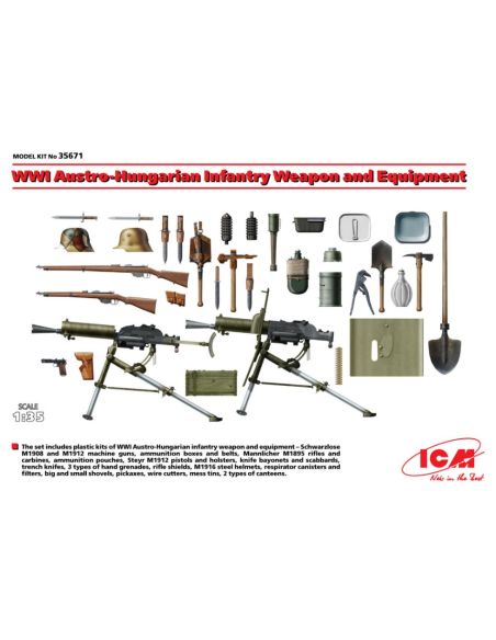 ICM ICM35671 WWII AUSTRO HUNGARIAN INFANTRY WEAPON AND EQUIPMENT KIT 1:35 Modellino