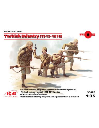 ICM ICM35700 TURKISH INFANTRY 1915-1918 4 FIGURES KIT 1:35 Modellino