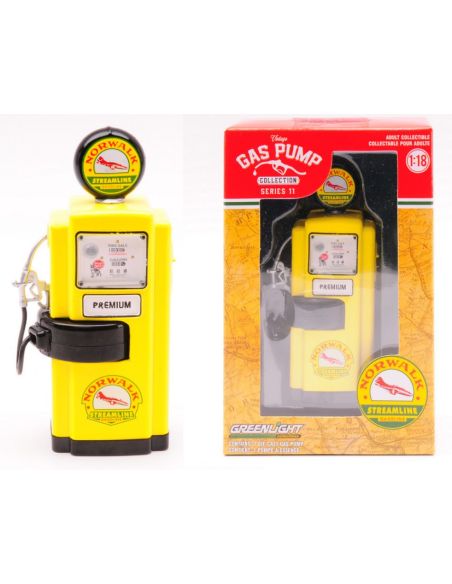 GREENLIGHT GREEN14110A GAS PUMP NORWALK STREAMLINE GASOLINE 1948 1:18 Modellino