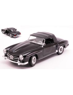 WELLY WE24118HBK MERCEDES 190SL CLOSED SOFT TOP 1955 BLACK 1:24 Modellino