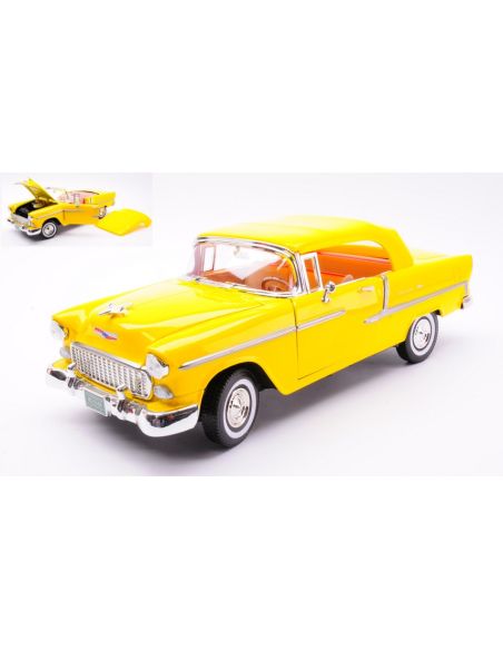 MOTORMAX MTM73184Y CHEVROLET BEL AIR CONVERTIBLE 1955 YELLOW 1:18 Modellino