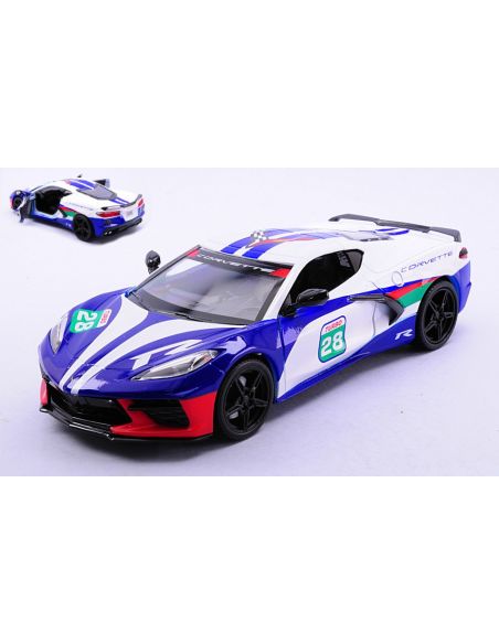 MOTORMAX MTM73794 CORVETTE C8 GT RACING 2020 WHITE/BLUE/RED 1:24 Modellino