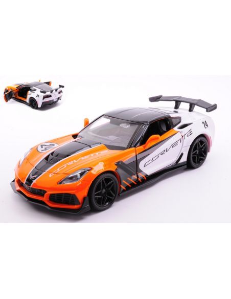 MOTORMAX MTM73796 CORVETTE ZRT 2019 WHITE/ORANGE 1:24 Modellino