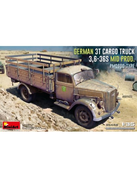 MINIART MIN35449 GERMAN 3t CARGO TRUCK 3,6-36S MID PROD.PmQ600-Type KIT 1:35 Modellino