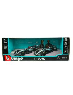 BBURAGO BU38201 SET MERCEDES F1W15 2024 N.63 GEORGE RUSSELL + N.44 LEWIS HAMILTON 1:43 Modellino