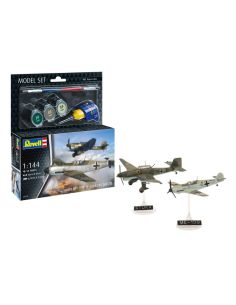 REVELL RV63770 MODEL SET MESSERSCHMITT BF109E & JUNKERS JU87B KIT 1:144 Modellino