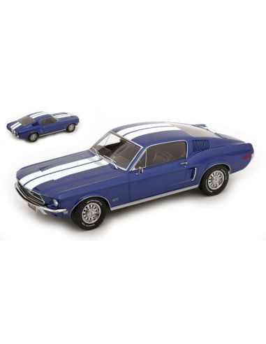 KK SCALE KKDC181394 FORD MUSTANG GT FASTBACK 1968 BLUEMETALLIC/WHITE 1:18 Modellino