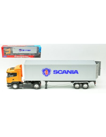 WELLY WE32626 SCANIA R470 W/TRAILER ORANHE/SILVER 1:32 Modellino