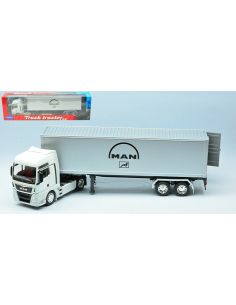 WELLY WE32651W MAN TGX XXL TRACTOR CREAM W/SILVER TRAILER 1:32 Modellino