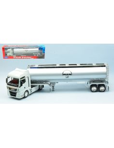 WELLY WE32652W MAN TGX XXL TRACTOR CREAM W/SILVER OIL TANKER 1:32 Modellino