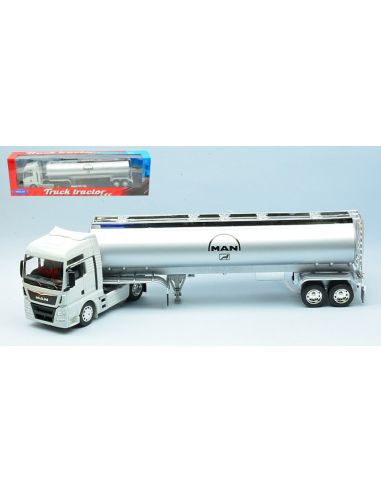WELLY WE32652W MAN TGX XXL TRACTOR CREAM W/SILVER OIL TANKER 1:32 Modellino