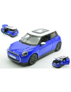 MAISTO MI32926 MINI COOPER SE (J01) 2024 BLUE W/WHITE ROOF 1:24 Modellino