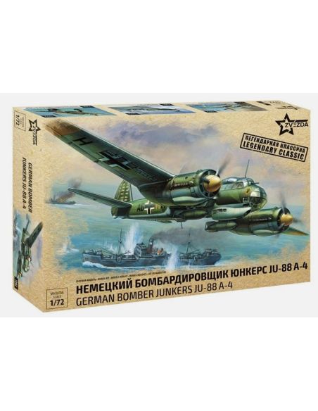 ZVEZDA Z7282 GERMAN BOMBER JUNKERS JU-88A4 KIT 1:72 Modellino