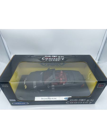 Welly 12515 Mercedes Benz SL-500 nero opaco 1:18 Modellino Scatola rovinata