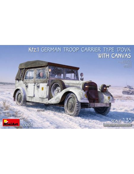 MINIART MIN53003 KFZ.1 GERMAN TROOP CARRIER TYPE 170VK W/CANVAS KIT 1:35 Modellino