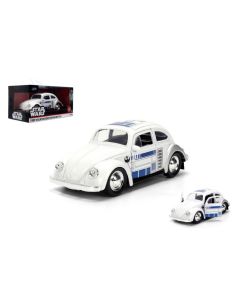 JADA TOYS JADA36982 VOLKWAGEN DRAG BEETLE STAR WARS R2D2 1959 WHITE 1:32 Modellino