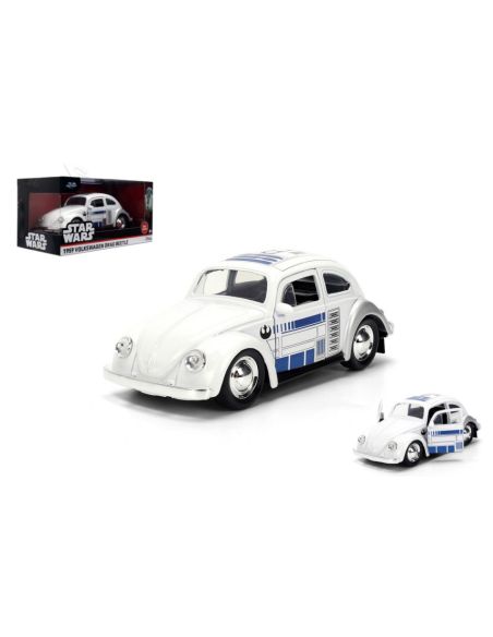 JADA TOYS JADA36982 VOLKWAGEN DRAG BEETLE STAR WARS R2D2 1959 WHITE 1:32 Modellino