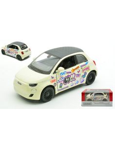 KINSMART KT5440WYF FIAT 500e LIVERY EDITION IVORY IN WINDOW BOX 1:32-38 cm 12 Modellino